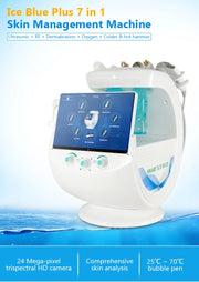New 7 In 1 Smart Ice Blue Hydra oxyge Dermabrasion Facial Mahcine Skin Cleaning Skin Analyzer Dermabrasion Facial Aquafacial