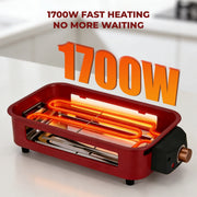 Electric Grill, Smokeless Electric Grill, Non-stick Coating, Removable Griddle/Grill Rack/Tray, Suitable for family and Hall of Residence Parties and Barbecues