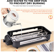 Electric Grill, Smokeless Electric Grill, Non-stick Coating, Removable Griddle/Grill Rack/Tray, Suitable for family and Hall of Residence Parties and Barbecues