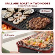 Electric Grill, Smokeless Electric Grill, Non-stick Coating, Removable Griddle/Grill Rack/Tray, Suitable for family and Hall of Residence Parties and Barbecues