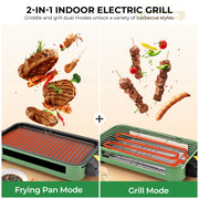 Electric Grill, Smokeless Electric Grill, Non-stick Coating, Removable Griddle/Grill Rack/Tray, Suitable for family and Hall of Residence Parties and Barbecues