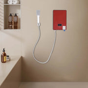 Instant Electric Water Heater 6500W 220V Wall Mounted Waterproof LED Display for Bathroom Shower Kitchen Hot Water Modern Red