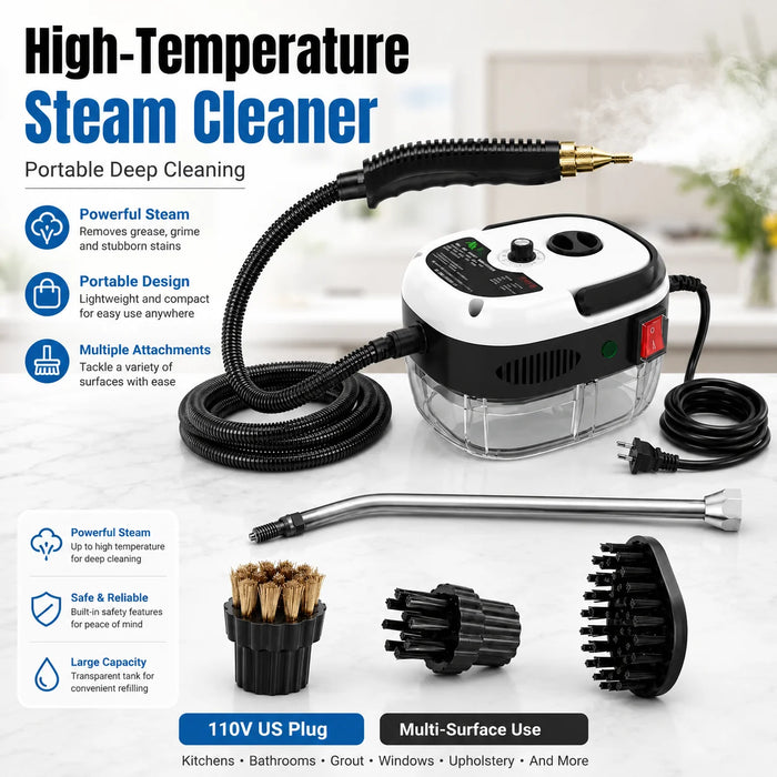 110V High Pressure Steam Cleaner With Multi Nozzles, Portable Handheld Steamer For Kitchen, Car, Bathroom Tile Grout Cleaning