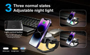 4 In 1 Foldable Wireless Charger With Nightlight For iPhone 15 Pro Max 15 Plus 14 13 12 Series Apple Watch 9 8 7 AirPods Pro 2