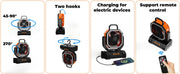 20000mAh Battery Powered Fan Rechargeable Camping Fan 4 Speeds Gear with LED Outdoor Tent Fans with Hanging Hook Remote