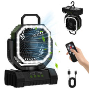 20000mAh Battery Powered Fan Rechargeable Camping Fan 4 Speeds Gear with LED Outdoor Tent Fans with Hanging Hook Remote