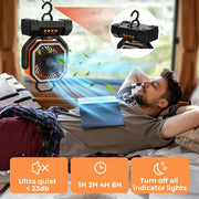 20000mAh Battery Powered Fan Rechargeable Camping Fan 4 Speeds Gear with LED Outdoor Tent Fans with Hanging Hook Remote