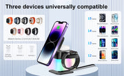 4 In 1 Foldable Wireless Charger With Nightlight For iPhone 15 Pro Max 15 Plus 14 13 12 Series Apple Watch 9 8 7 AirPods Pro 2