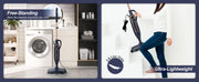 VM6 Steam Mop Cleaner with Rotating Mop Pads 1300W Powerful Floor Steamer 10 in 1 Lightweight Spin Mop High Temperature with Steam Blaster Technology LED Headlights for Home Hardwood Marble Floors