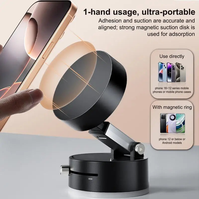 Foldable car mount vacuum suction cup car navigation mount double-sided magnetic suction lazy phone holder
