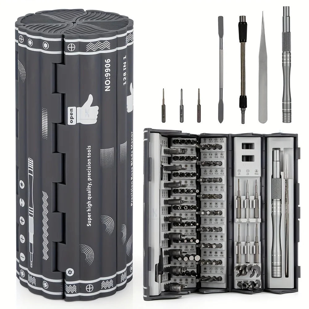 128 in 1 Precision Screwdriver Kit with Magnetic Flexible Shaft Professional Repair Tool for PC iPhone Watch Camera Glasses