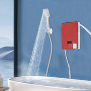 Instant Electric Water Heater 6500W 220V Wall Mounted Waterproof LED Display for Bathroom Shower Kitchen Hot Water Modern Red