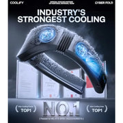 2026 COOLiFY Cyber Fold AI Neck Air Conditioner for travel and outdoor use, black ABS plastic, ultimate cooling with adjustable