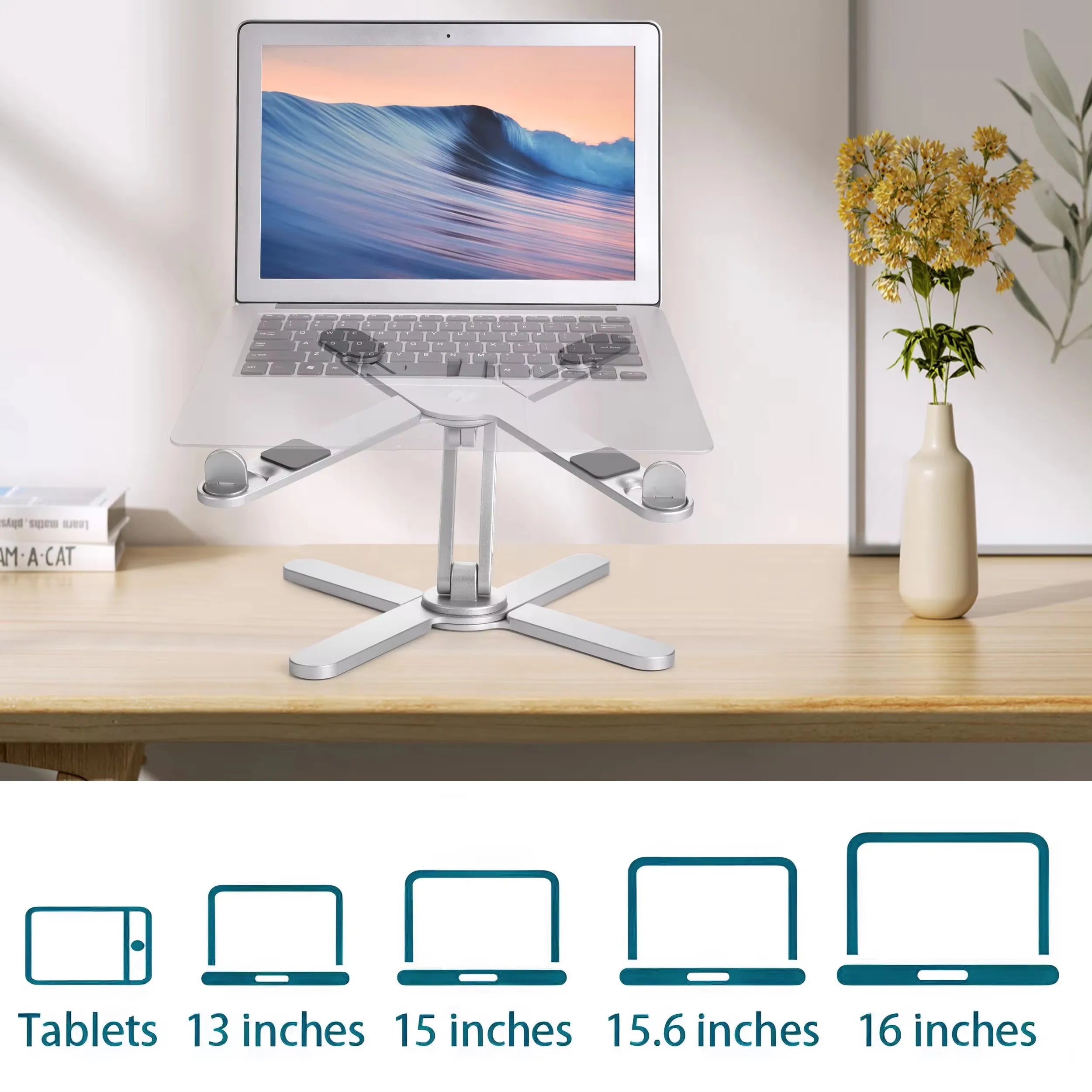 Portable Aluminum Alloy Tablet Bracket Foldable Telescopic Laptop Desktop Stand 360° Rotation Lifting Notebook Table Holder