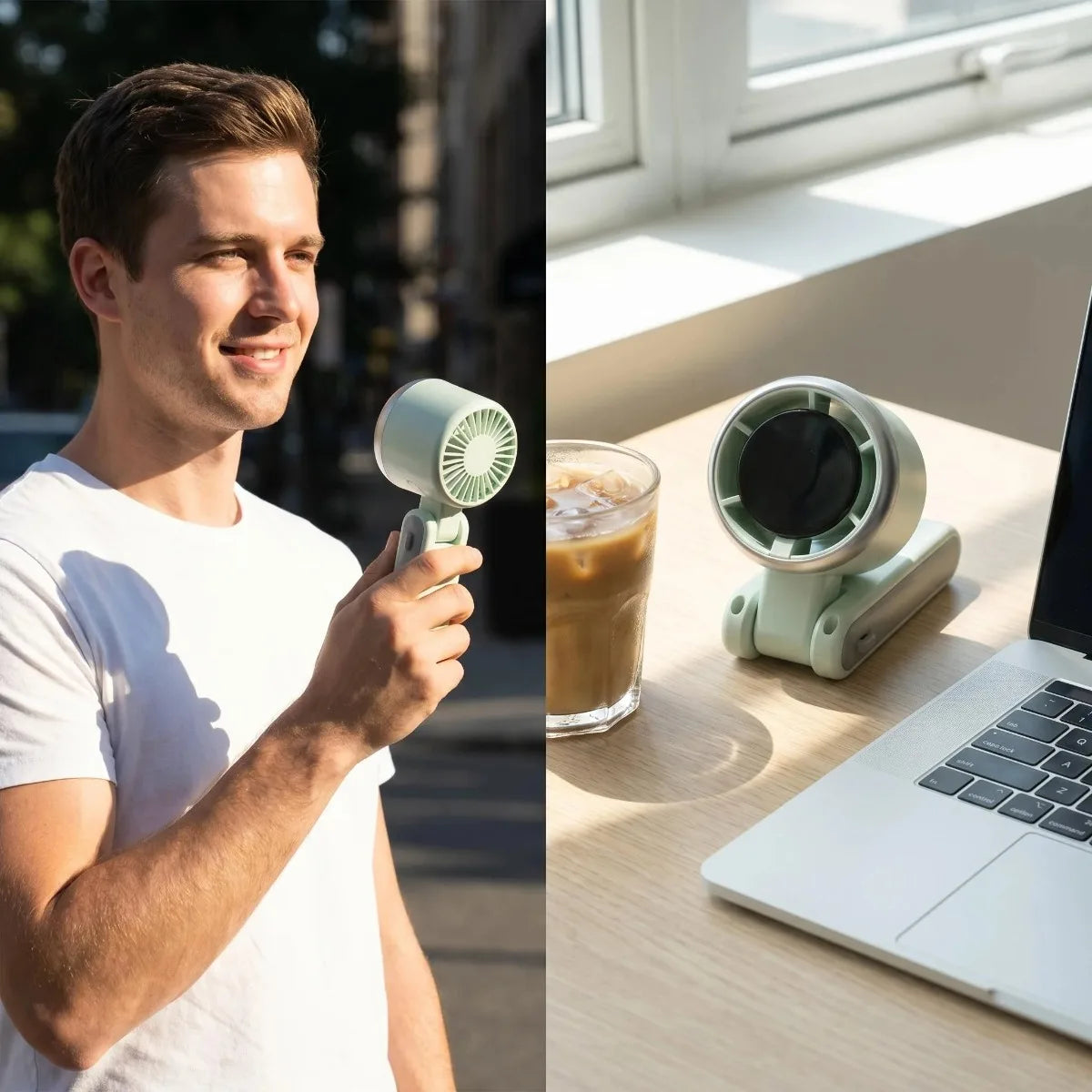 Portable Mini Handheld Fan USB Rechargeable Long Battery Life 3-in-1 Personal Turbo Cooling Fan for Outdoor, Travel, Office