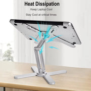 Portable Aluminum Alloy Tablet Bracket Foldable Telescopic Laptop Desktop Stand 360° Rotation Lifting Notebook Table Holder