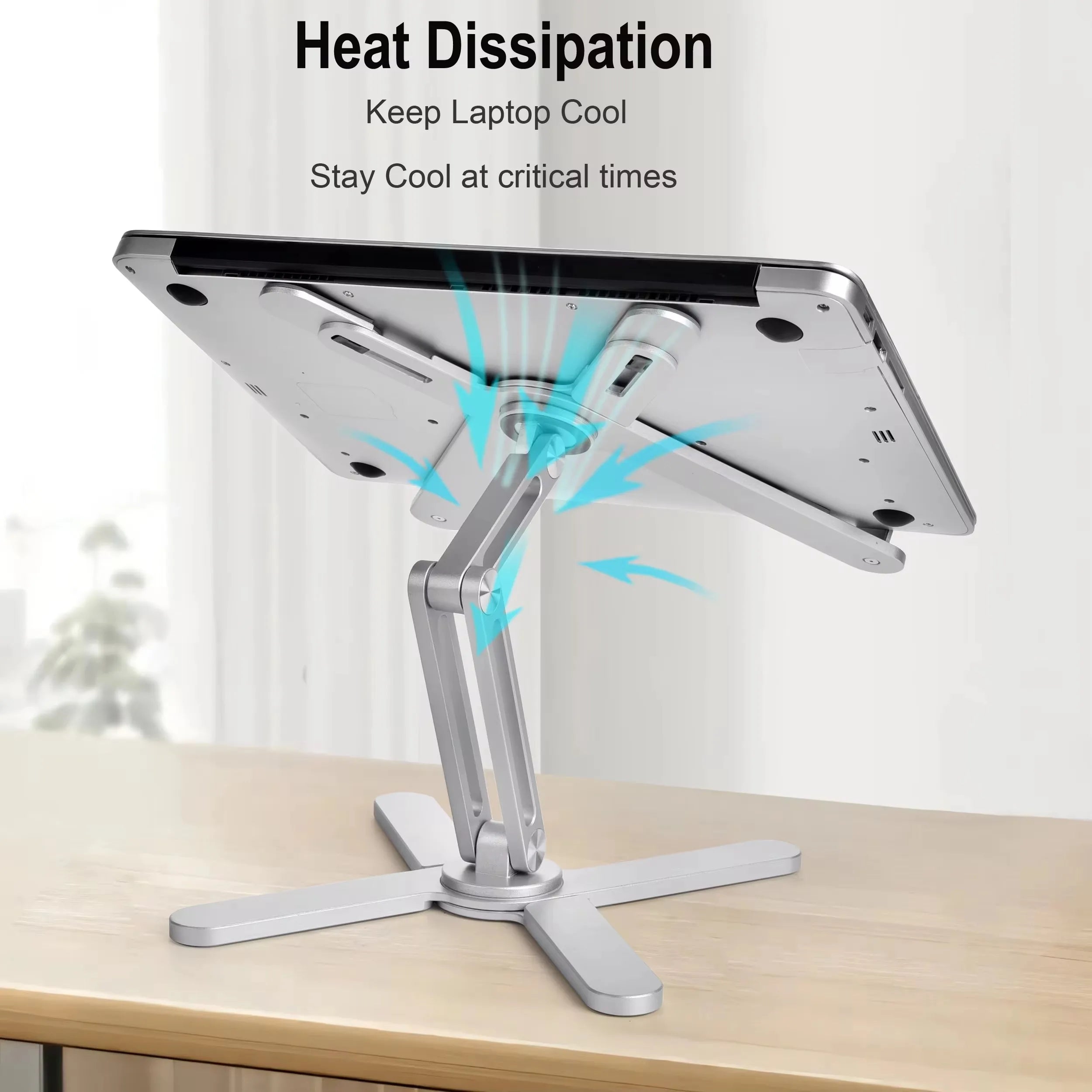 Portable Aluminum Alloy Tablet Bracket Foldable Telescopic Laptop Desktop Stand 360° Rotation Lifting Notebook Table Holder