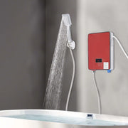 Instant Electric Water Heater 6500W 220V Wall Mounted Waterproof LED Display for Bathroom Shower Kitchen Hot Water Modern Red