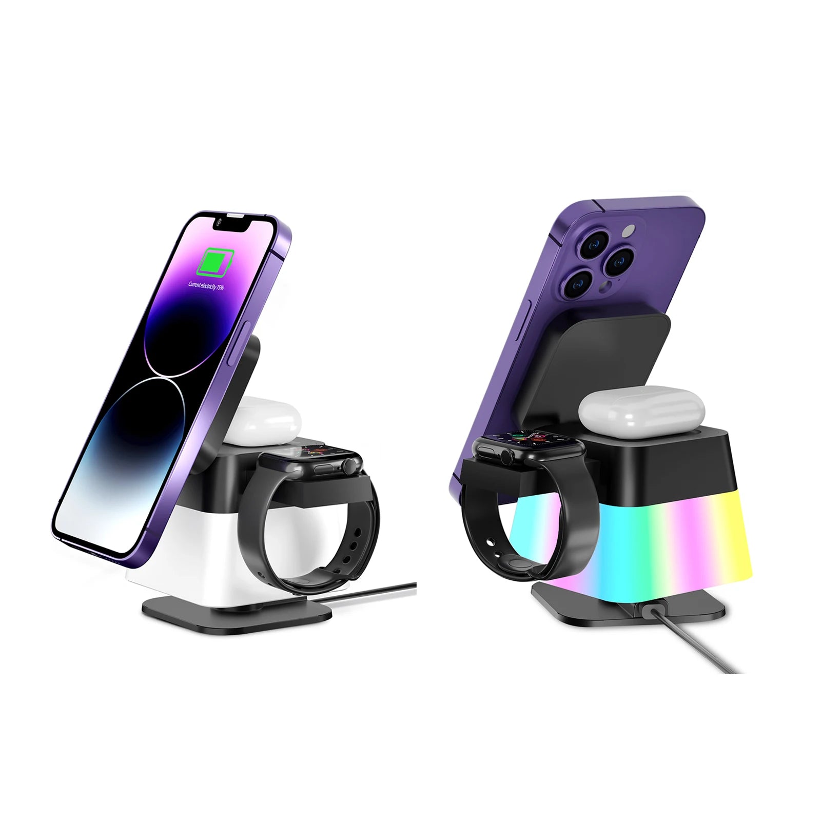 4 In 1 Foldable Wireless Charger With Nightlight For iPhone 15 Pro Max 15 Plus 14 13 12 Series Apple Watch 9 8 7 AirPods Pro 2