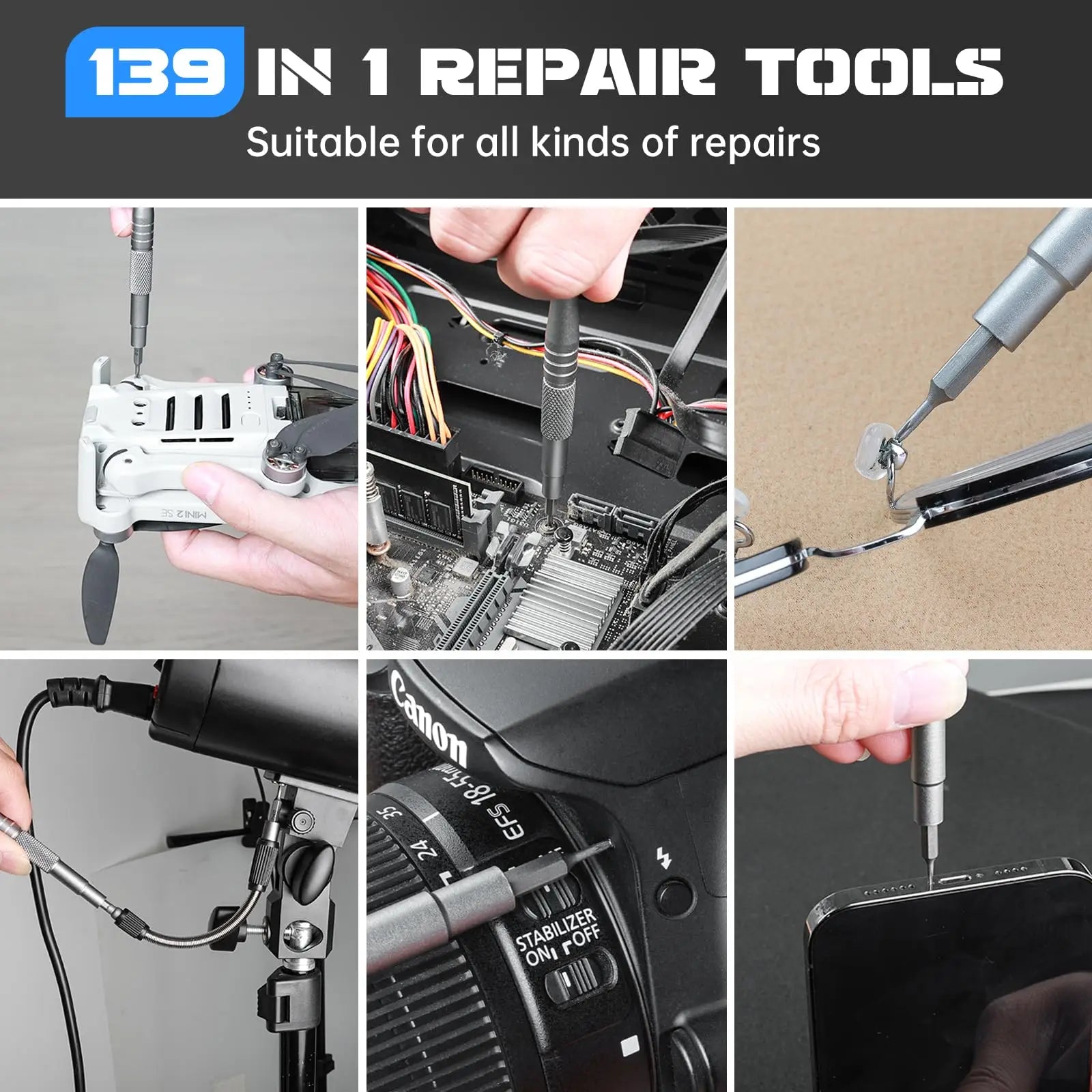 128 in 1 Precision Screwdriver Kit with Magnetic Flexible Shaft Professional Repair Tool for PC iPhone Watch Camera Glasses