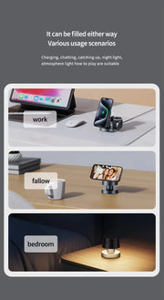 Qi 4 in 1 Wireless Charging Station Cube for IPhone 16 Pro Max with Night Lamp Magnetic Charger for Apple IWatch Ultra Airpods