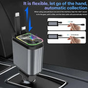 4 in 1 Retractable Car Charger with USB C Lightning Cable Starlight in Auto Roof Fast Charging for IPhone Samsung Phones