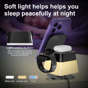 4 In 1 Foldable Wireless Charger With Nightlight For iPhone 15 Pro Max 15 Plus 14 13 12 Series Apple Watch 9 8 7 AirPods Pro 2