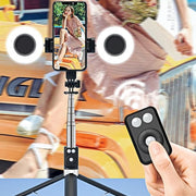 6 in 1 Bluetooth Selfie Stick - Black - Single Fill Light