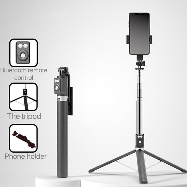 6 in 1 Bluetooth Selfie Stick - Black - No Fill Light