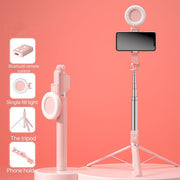 6 in 1 Bluetooth Selfie Stick - White - Single Fill Light