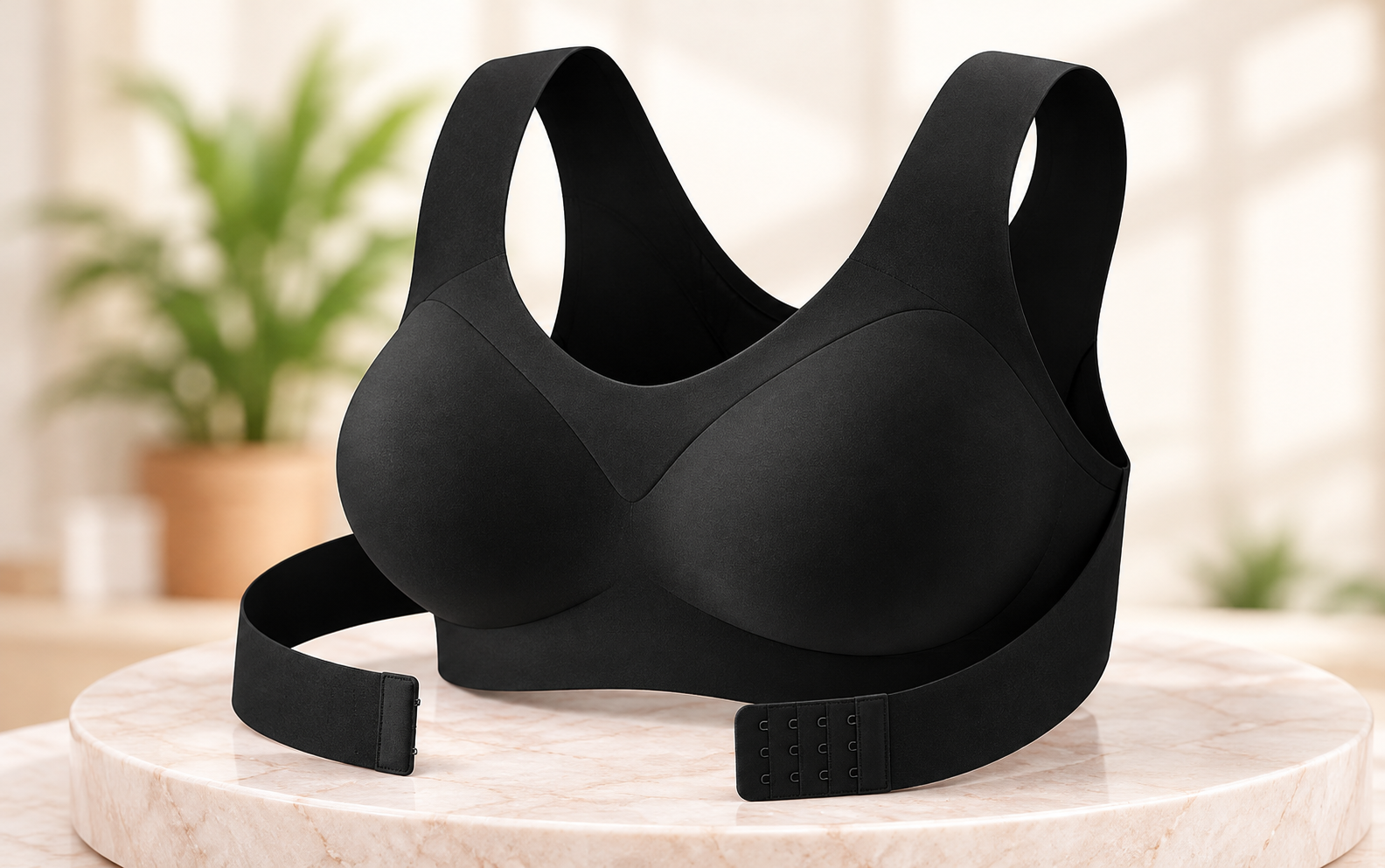 Black LUMORA bra on a display pedestal