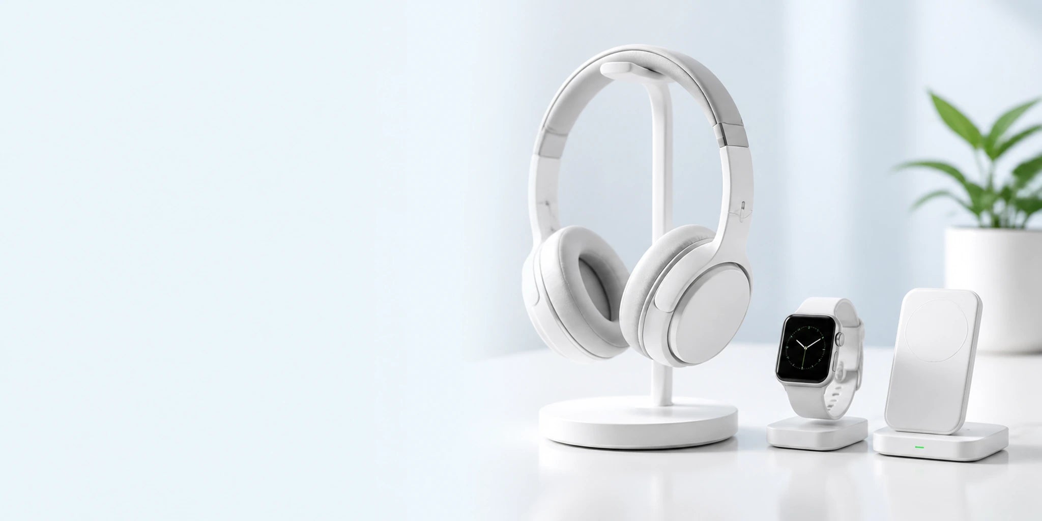 Headphones and smartwatch